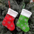 thumbnail image 3 of Calcetines Regalos De Navidad Decoración Del Árbol De Navidad Calcetines Adorno Niños Bolsa De Dulces Calcetines De Copo De Nieve2pcs-verde/rojo, 3 of 4