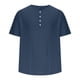 thumbnail image 4 of Blusas y camisas de manga corta y cuello redondo para hombre, estilo casual y moderno, de color liso, con botones, abertura en el dobladillo y manga corta., 4 of 9