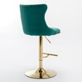 thumbnail image 4 of Counter Height Bar Stools from 25-33 Inch, Swivel Barstools with High Back, Button Tufted and Nailheads Trim, Velvet Upholstered Bar Chairs for Dining Room (Green with Gold Base,Set of 6), 4 of 10