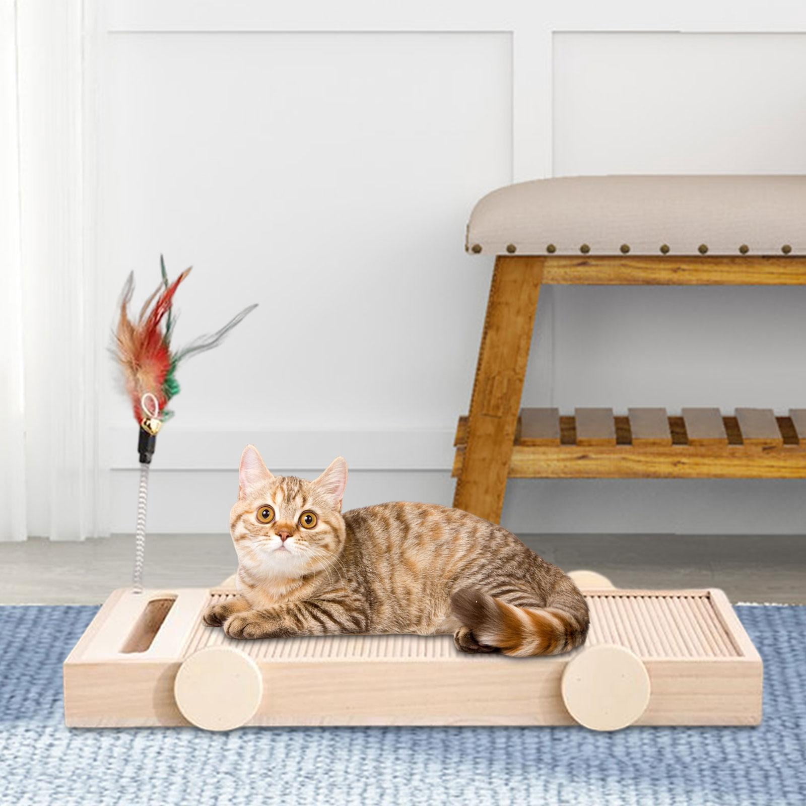 Bvdfgk Cat Scratch Pad Cat Scratching Board 3 in 1 with Ball Track Feather Teaser Cats 40cmx20cm