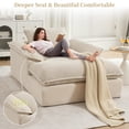 thumbnail image 6 of QNACPY 67" Oversized Chaise Lounge Chair Bedroom, Boneless Couch Comfy Upholstered Sleeper Sofa Bed with Double Cushions, Corduroy Cloud Reading Chair for Living Room,Office,Beige, 6 of 9