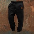 thumbnail image 2 of Men Waffle Jogger Pants Drawstring Elastic Waist Sweatpants with Pocket,Casual Comfy Home Outdoor or Sports Daily Wear,Black,XL, 2 of 9