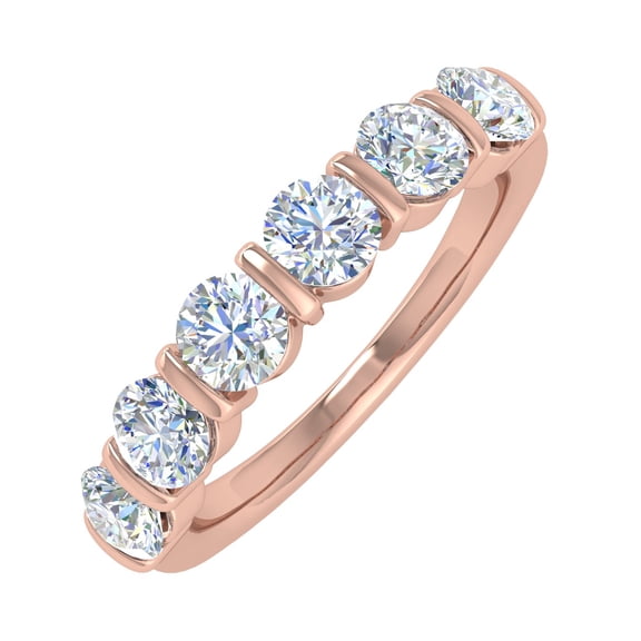 1 1/5 Carat Diamond Wedding Band Ring in 14K Rose Gold (Ring Size 6.25) - IGI Certified