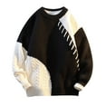 thumbnail image 2 of Styesk Chandail pour Hommes Tricoté Col Rond Élastique Couleurs Assorties Texture Tendance, 2 of 5