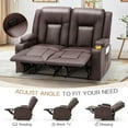 thumbnail image 4 of YODOLLA Manual Reclining Loveseat with Cup Holders&Side Pockets, PU Leather Double Recliner Loveseat  Home Theater Seating-Brown, 4 of 9