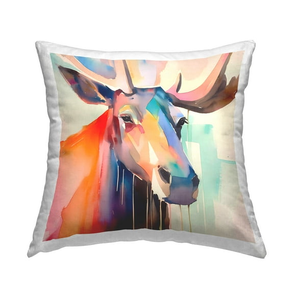 Stupell Industries Modern Moose Abstraction Decorative Printed Throw Pillow Design by Walker Noble