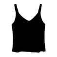 thumbnail image 4 of WEIWEN Womens Silk Satin Camisole Plain Strappy Vest Tops Cropped Tank Tops for Women Cami Shirt V-Neck Spaghetti Strap T-Shirt Black, S, 4 of 4
