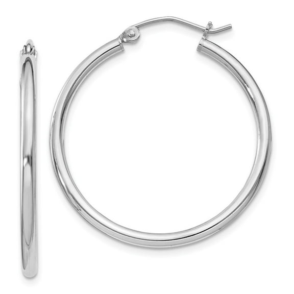 White Sterling Silver Earring Hoop Women'S 32 mm 30