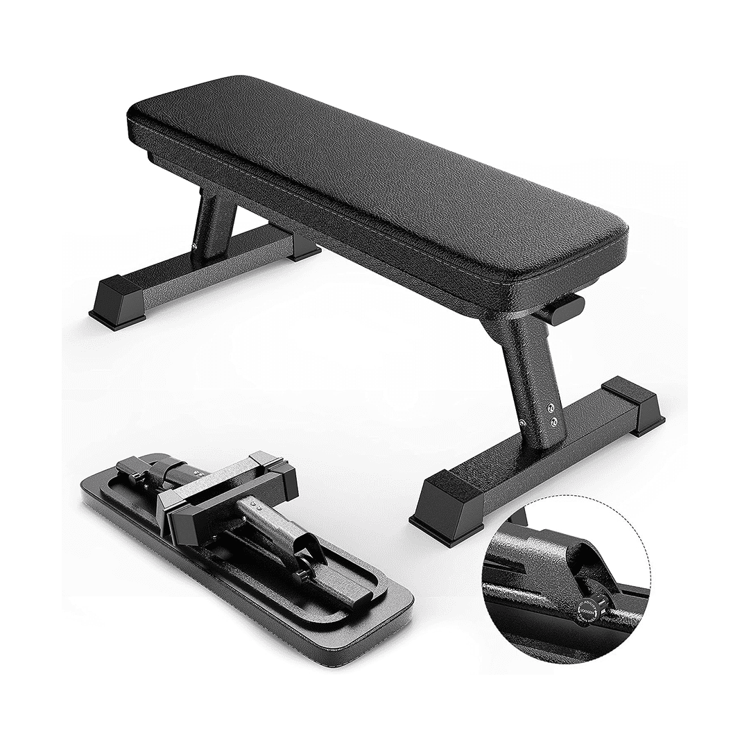 POWERBLOCK Travel Bench | Foldable Workout Bench, 500 Lb Capacity, High-Density Foam, Silver