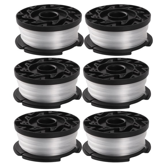 FRCOLOR trimmer line 6PCS Replacement String Trimmer Nylon Grass String Trimmer Mower Line Wire Replacement Spool Compatible for BLACK DECKER (Black),2.52"X2.52"X1.1"