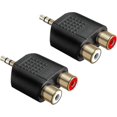 thumbnail image 1 of 2Pcs 3.5mm to RCA Splitter Adapter Gold Plated 3.5mm Male Stereo to 2 RCA Female Jack Y Plug Audio Converter, 1 of 5