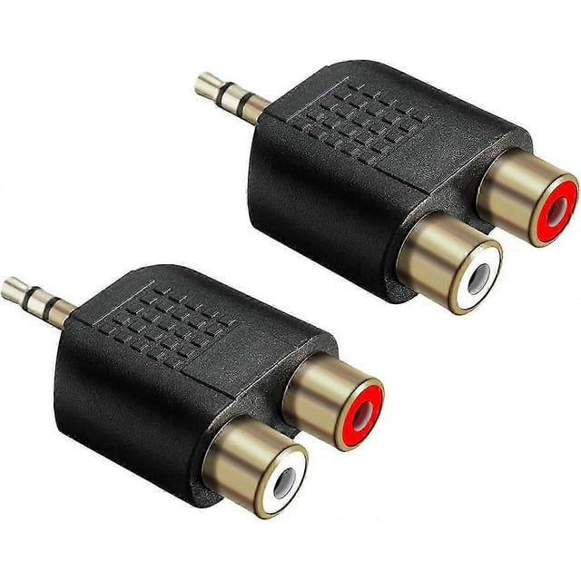 2Pcs 3.5mm to RCA Splitter Adapter Gold Plated 3.5mm Male Stereo to 2 RCA Female Jack Y Plug Audio Converter