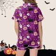 thumbnail image 4 of Weebloom Halloween Toddler Girl Pajamas Outfits 2 Piece Set Short Sleeve Button Down Shirt And Shorts Casual Elastic Waist Sleepwear Nightwear Pjs Loungewear Purple 4-5 Years, 4 of 5