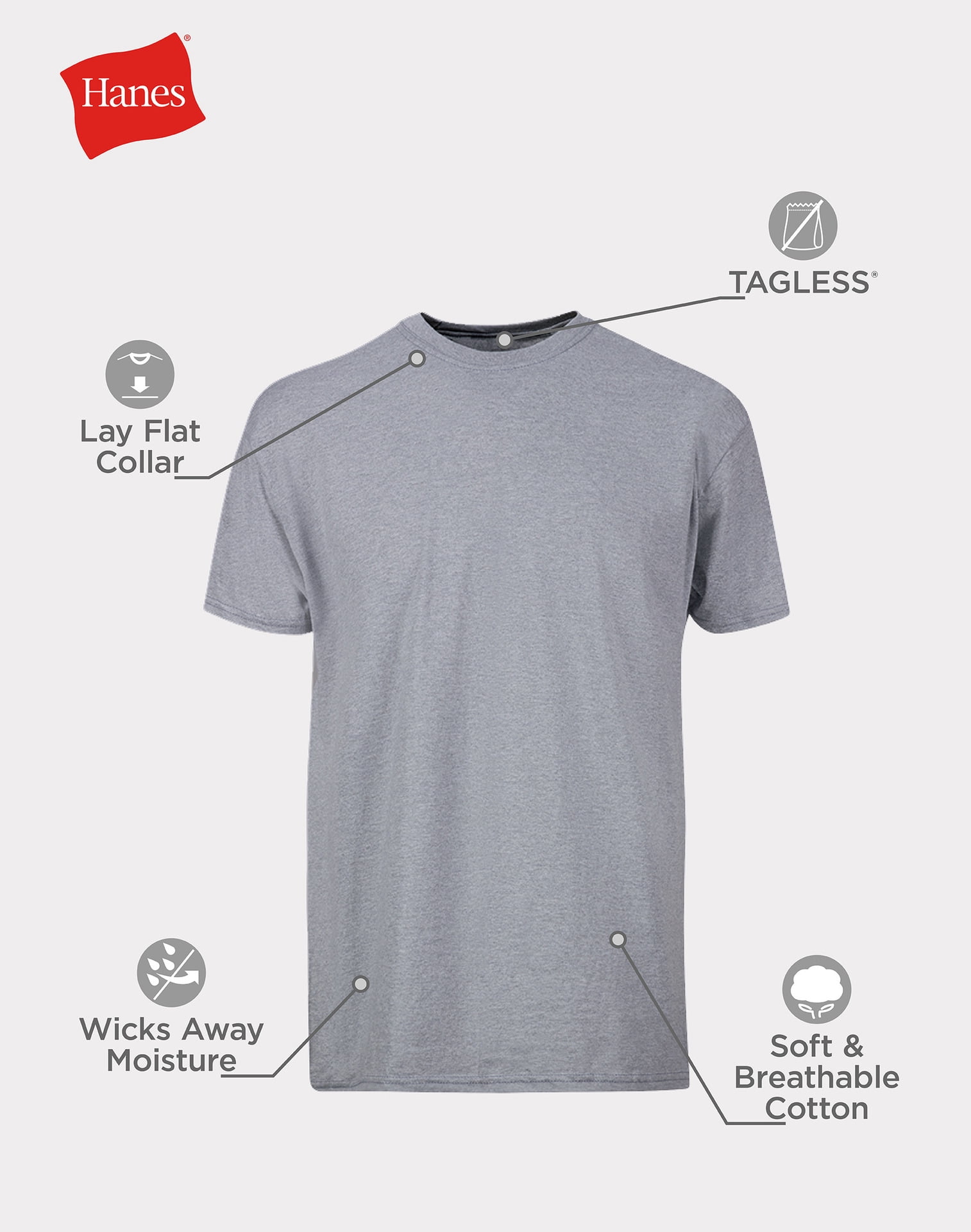 Hanes Tall Man T-Shirt, 3-Pack, Long Length Cotton Undershirt, Black/Grey (Big & Tall Sizes)