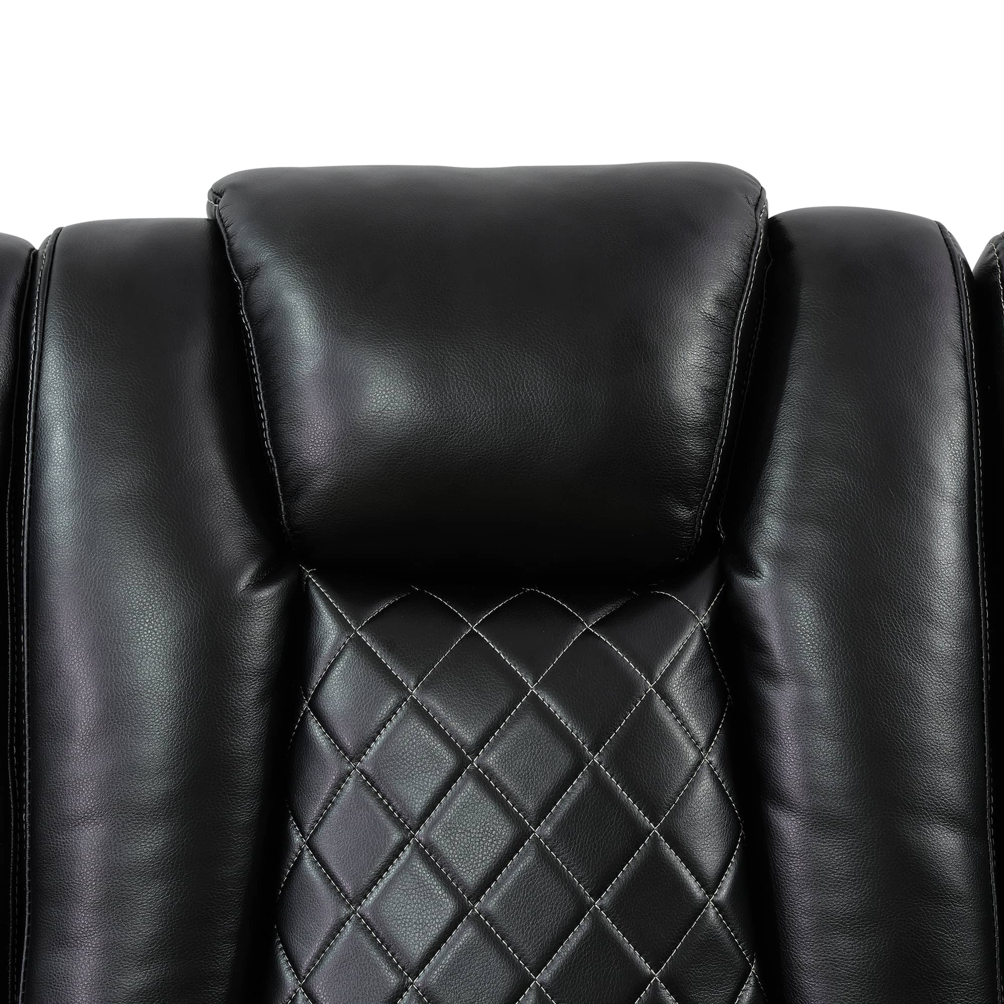 TrumanPick Power Air Leather Recliner Sofa Set with LED Lights Couches for Living Room with USB Port, Black
