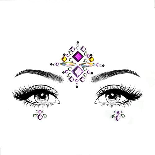 6 Sets Women Mermaid Face Gems Glitter,Rhinestone Rave Festival Face Jewels,Crystals  Face Stickers, Eyes Face Body Temporary Tattoos 