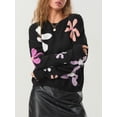 thumbnail image 5 of Michellecmm  Women's Floral Print Sweaters Long Sleeve Drop Shoulder Loose Pullover, 5 of 9
