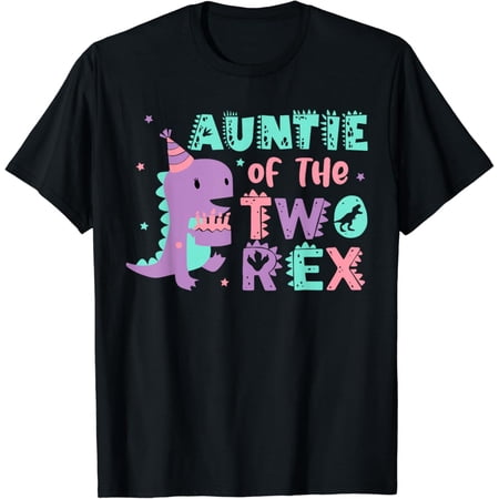 Vintage Auntie of the Two Rex Birthday Dinosaur Family Matching T-Shirt S-5XL - Trending Birrthday Tee Gifts Vintage Tee -Birthday Gifts