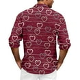 thumbnail image 4 of Fgvctg Valentine's Day Button Down Shirt for Men Long Sleeve Cotton Shirts Soft Collared Blouse Date Day Love Heart Print Oversized Business Casual Tops Vermilion XL, 4 of 5