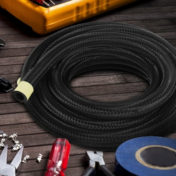 Wekvgz 6AN Fuel Line Hose Stainless Steel Nylon Braided Rubber Hose Diameter 3/8 inch Rubber Hose Oil Resistant Nylon Rubber Hose for Transmission Lines