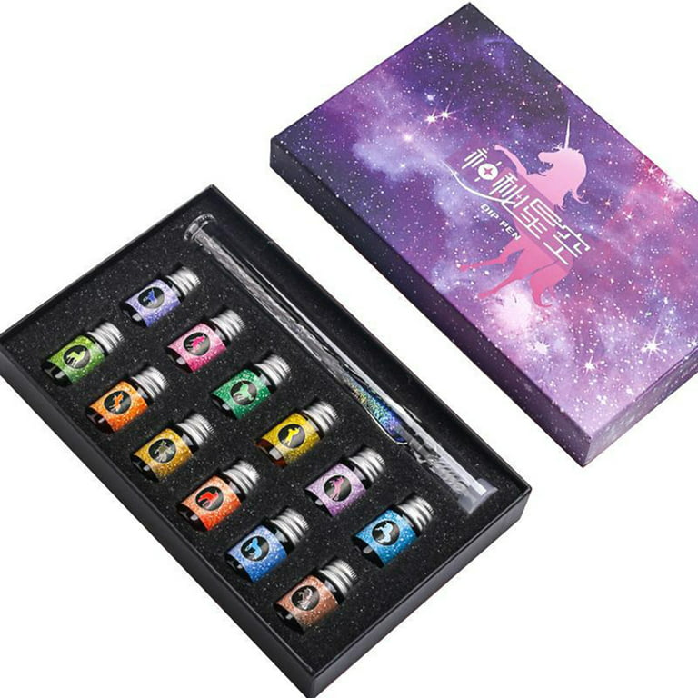 Crystal Starry Sky Glass Pen and Ink Set Glass Dip Pen Fountain Pen Inks  for Writing Drawing Office School Supplies GK99 - AliExpress