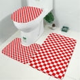 thumbnail image 2 of Red and Black Checkered Pattern Bathroom Rugs Sets 3 Piece,Toilet Cover Set,Absorbent Non Slip Bathroom Mats Sets with U-Shaped Contour Rug Toilet Rug Set, 2 of 5