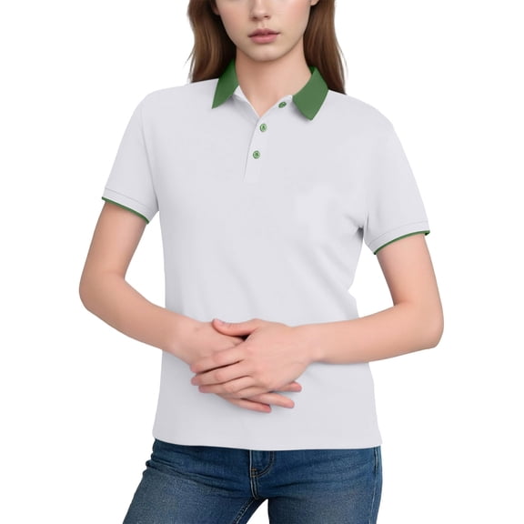 Annhoo Golf Shirts for Womens Casual Collared Block Color Slim Dressy Short Sleeve Tops Business Clothes