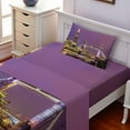 thumbnail image 2 of Ambesonne Europe Fitted & Top Sheet Set with Sham, Tower Bridge in London, Purple Yellow, 2 of 5