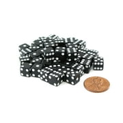 Koplow Games Set of 50 8mm Six-Sided D6 Small Square-Edge Dice - Black with White Pips #07285