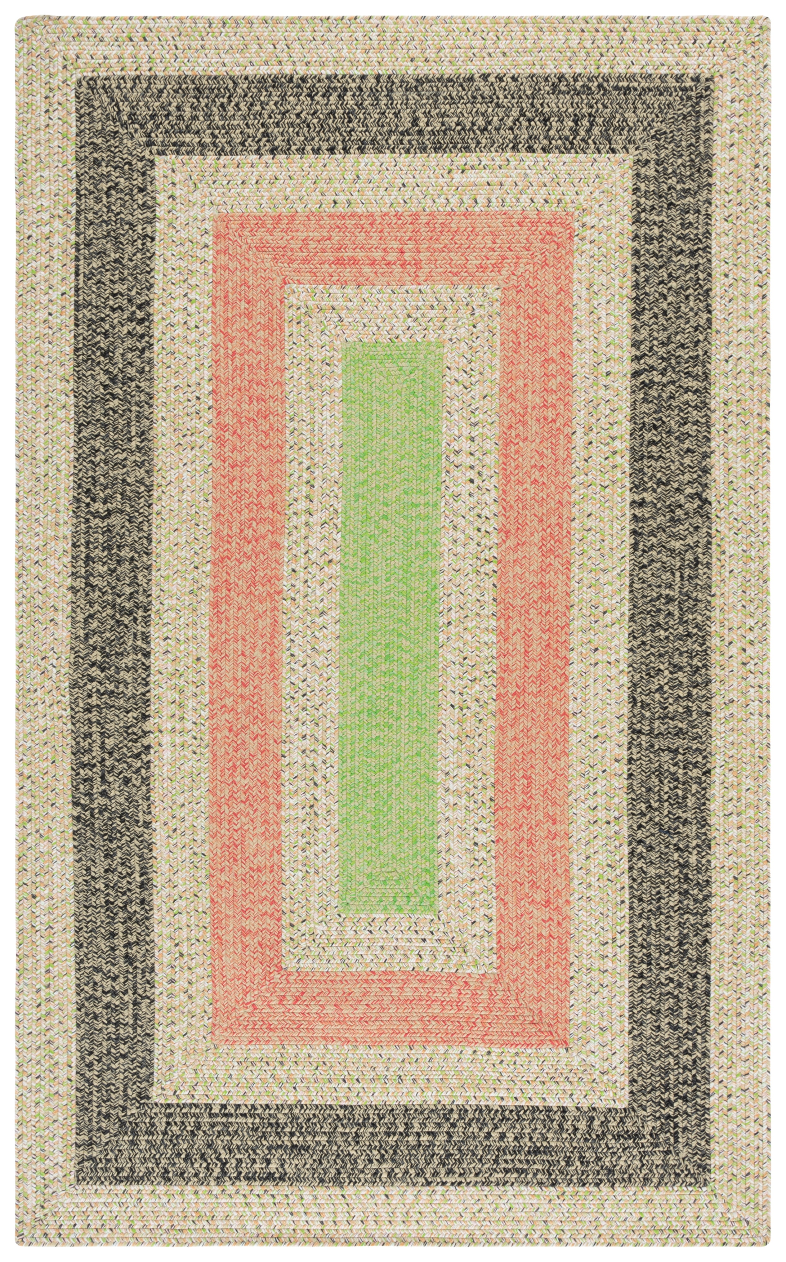 SAFAVIEH Braided Oswin Geometric Machine Washable Reversible Area Rug, Black/Light Green, 8' x 10'