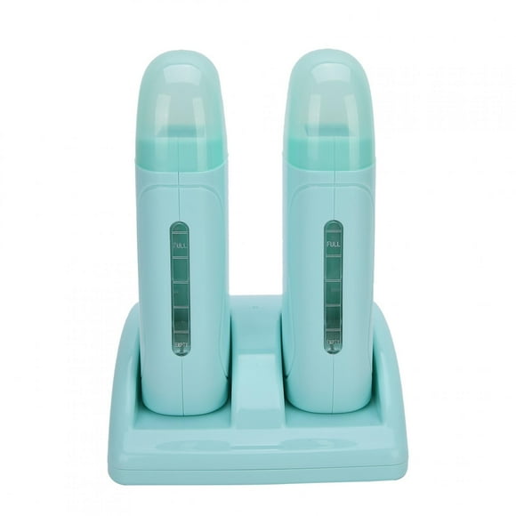 Calentador de cera depilatorio, Mini Roll On Wax Warmer con cartuchos dobles, depilación profesional Calentadores de cera Máquina de depilación con cera de rodillo de pelo - Cian(220V) Ecomeon no