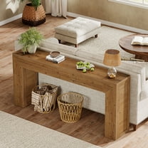 Finmind Farmhouse Console Table,  63-Inch Long Sofa Console Behind Couch Table for Living Room, Brown