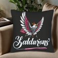thumbnail image 5 of Set of 2 Decorative Throw Pillow Covers 18x18in - Black Background with Stylized Bird Illustration & ' Yaddurians ' Cursive Design, 5 of 8