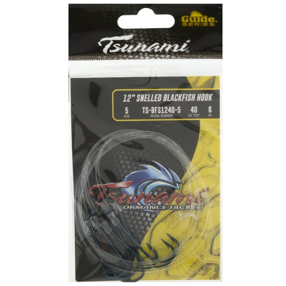 Tsunami Snelled Blackfish Hook #5 – 12" Leader, 40 lb. Test