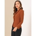 thumbnail image 4 of AllegK ChaqueDe Traje De ChaqueElástiCon Cuello De SolaPaOficiDe Trabajo PaMujer Marrón M, 4 of 6
