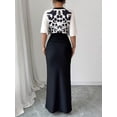 thumbnail image 2 of Elegant Black Colorblock Bat Sleeve V-Neck Floral Print Fitted Maxi Dress, 2 of 6