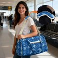 thumbnail image 3 of Garronmavis Large Blue Sea Turtle Print Quilted Duffle Bag for Women, Weekender Travel Carry On Bag Gym Dance Overnight Tote with Zipper Pockets, 3 of 7