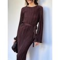 thumbnail image 6 of Women's Long Sleeve Maxi Dress Scoop Neck Bodycon Casual Dresses Going Out Outfits Brown M, 6 of 9