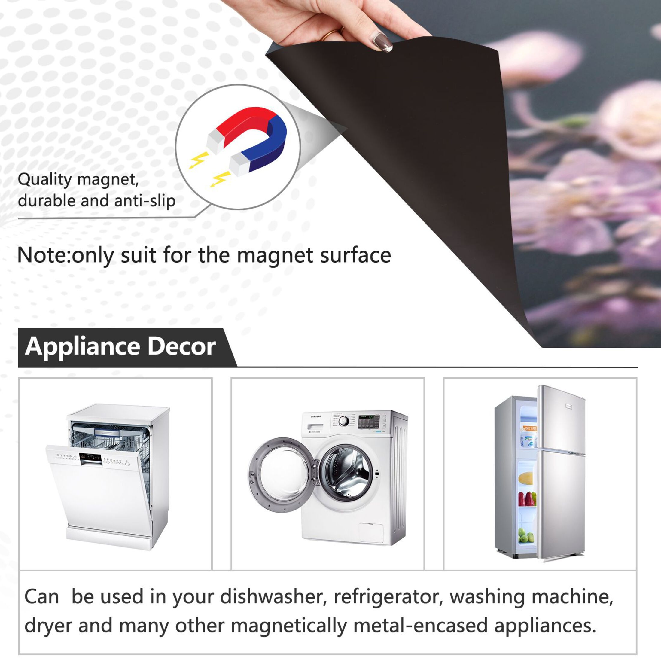 Dishwasher Magnetic Sticker 23x26 Inch Refrigerator Magnetic Sticker Washing Machine Magnetic Sticker Kitchen Panel Magnetic Sticker Home Decor Black Cool Bird