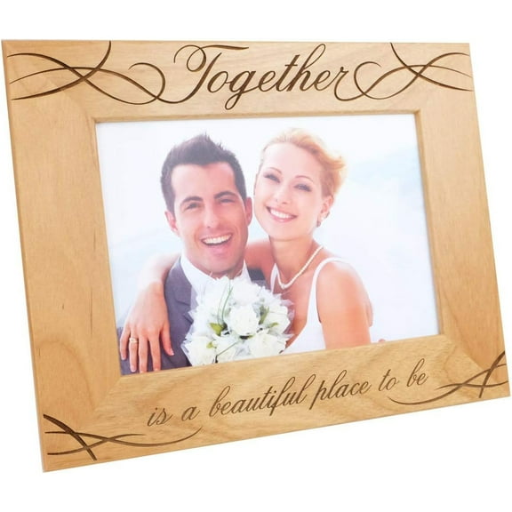 Together is a Beautiful Place to Be-Wood Engraved Picture Frame,Love Picture Frame,Valentine’s Day Gift,Wedding Picture,Wife Birthday Gift,Anniversary Picture Frame,Family Photo (4x6 Horizontal)