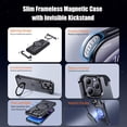 thumbnail image 6 of Magnetic Stand for iPhone 15 Pro Max Metal Frameless Case [Compatible with MagSafe] [Drop Protection] Slim Thin Shockproof Bumper Case with Invisible Kickstand for Men and Women, Blue Titanium, 6 of 9