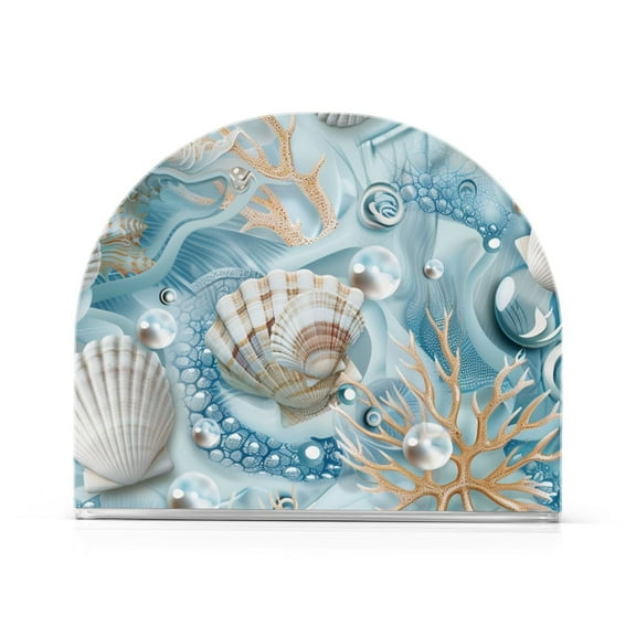 Ryvnso Seashells Seaweed Bubbles Acrylic Napkin Holder Table Kitchen Paper Tissue Organization