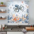 thumbnail image 4 of Octopus Coastal Sheer Curtains 63 Inches Long, Summer Beach Coral Starfish Blue Ombre Light Filering Curtains, Breathable Simi Curtain Privacy Drapes for Living Room Bedroom Window Treatment, 4 of 8