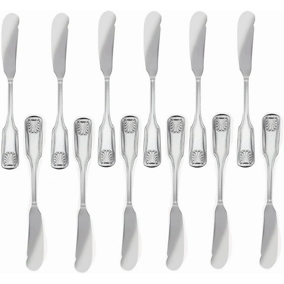 TrueCraftware- Set of 12 Stainless Steel Sea Shell Butter Knife- Stainless Steel Flatware Cutlery Kitchen Tableware Set for Home and Restaurant Butter Knife Spreader Butter Knifes