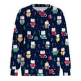 thumbnail image 5 of larppty Christmas Sweatshirts for Women Ugly Christmas Sweatshirts Santa Printed Long Sleeve Oversized Crew Neck Holiday Pullover Tops (Dark Blue, L), 5 of 7