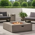 thumbnail image 1 of Table de Foyer au Propane en MgO Carré pour l'Extérieur de 50000 BTU avec Support pour Réservoir - Gris Pâle, 1 of 13