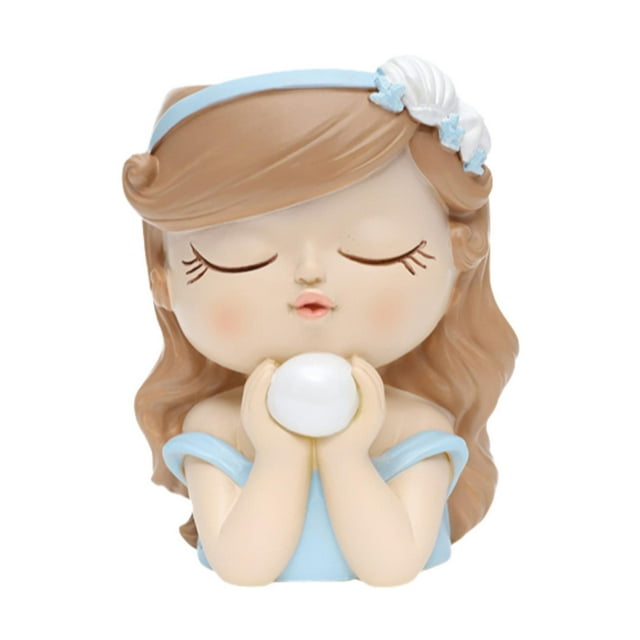 Macetas con cara de niña, soporte para bonsái, jarrón artesanal, escultura decorativa de resina coleccionable de dibujos animados, maceta de resina, 8x8x11cm