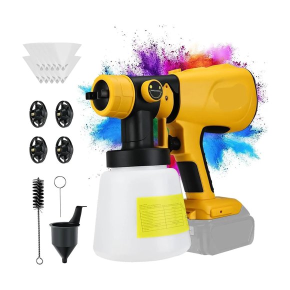 1000ML Cordless Paint Sprayer for 20V Battery - 200W HVLP Electric Gun for House & Furniture ,Easy to Use