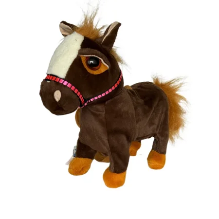 Victoria Bella Musical Plush Toy Singing and Dancing Horse 11" x 12" x 4.25" Wonderful Gift for Any Child or Adult Symbol of 2026, Dark Brown