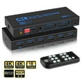 thumbnail image 1 of HDMI Matrix Switch 4X2 con Arco, KSRplayer 4 en 2 Salida Matrix HDMI Conmutador de Video Divisor + Audio Óptico y Estéreo de 3.5mm, Escalador 4K @60Hz Sincronización 1080P, Extractor de Audio HDMI co, 1 of 7